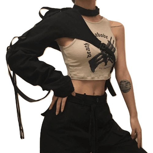 T-Shirt Jacket Cropped Top Punk | eBay