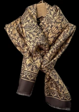 100% mulberry Silk twill Scarf men women neckerchief Wrap floral yellow BL1-13