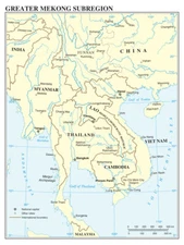 Greater Mekong Subregion Southeast Asia Administrative Physical Map Print