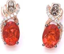 LeVian Earrings Fire Opal Chocolate Vanilla D...