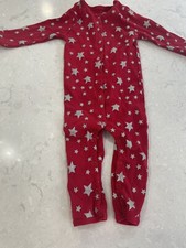 Skylar Luna Organic Baby Pajamas Set Red Silver Stars Holiday Size 6-9 Months