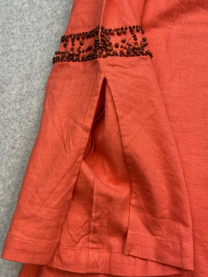Diane Gilman женская рубашка блузка 2 X очень большой оранжевый вышитые кровати богемное - Изображение 2 из 4