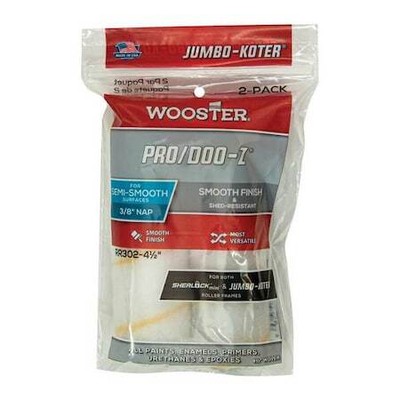 Wooster Rr302-4 1/2 4-1/2'' Mini Paint Roller Cover, 3/8'' Nap, Woven Fabric, 2 Pk