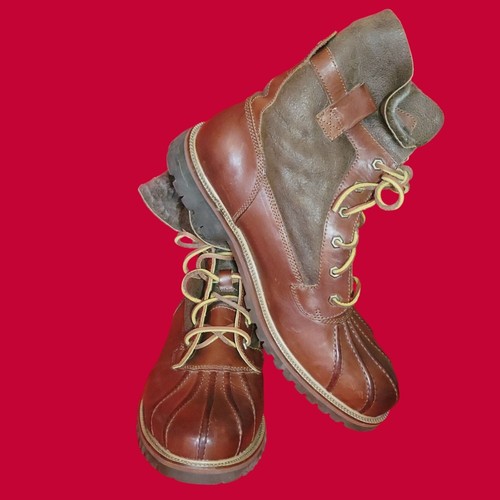 HS Track Mens Leather Boots Lace Up Shearling Lining 12 M - Picture 9 of 13