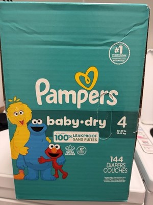 Pampers Baby Dry Diapers Size 4 - 144 Count Leak Proof Sesame Street