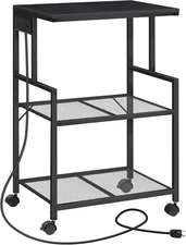 Mobile Printer Stand, 3-Tier Industrial 20.5"L x 15.7"W x 32.1"H, Black 