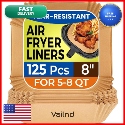 Vailnd Air Fryer Paper Liners 125Pcs Parchment Paper Air Fryer Liners