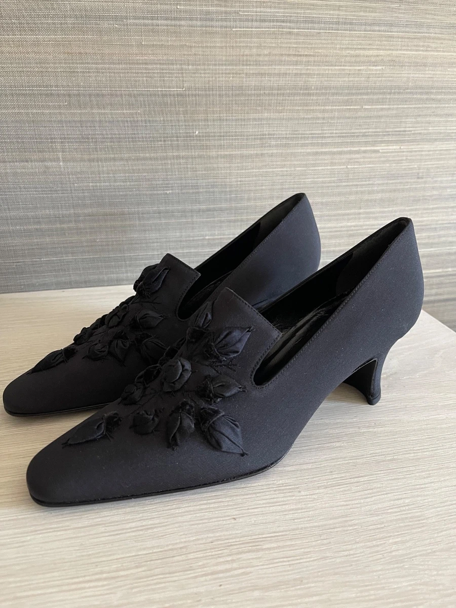 靴 Prada Black Leather Low Heels PRADA Low (1-1.9 in) Heel Height with Vintage Heels for Women for