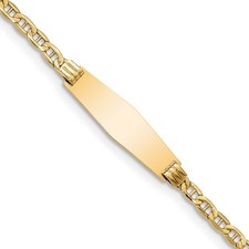 14k Yellow Gold Semi-Solid Plate Anchor Link 25.5x7.8mm Plate ID Bracelet 8"