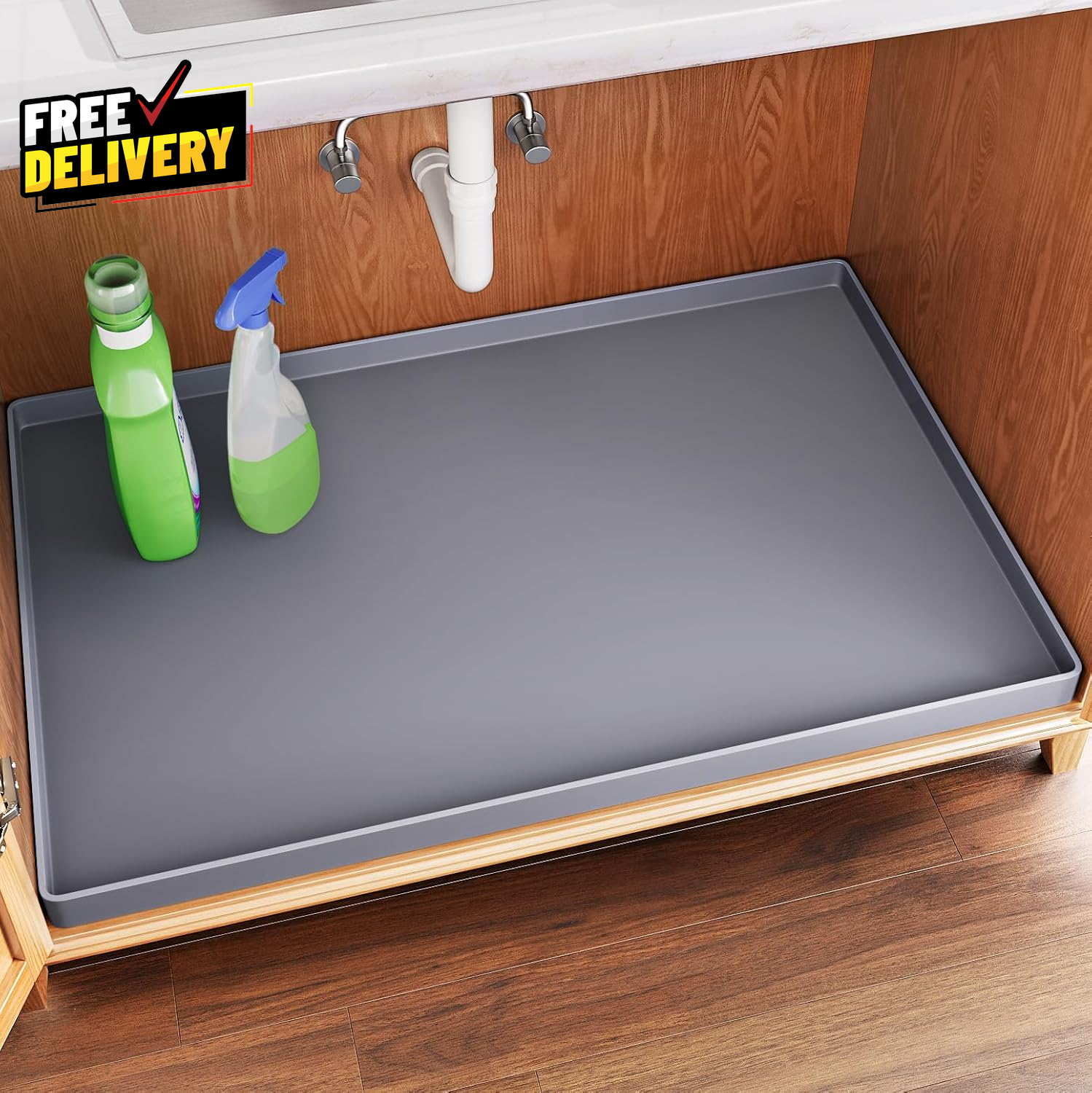 Waterproof under Sink Mat 34X 22 Shelf Liner for Kitchen and Bathroom Cabinet...