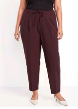 Old Navy Billie Straight Trouser Pant Women Medium Burgundy Pull On Drawstring