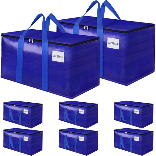 8 Pack Moving Storage Bags Heavy-Duty with Zippers and Reinforced Handles Movin