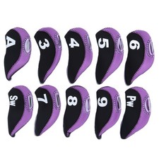 10PCS Neoprene Black Purple Number Convenient Putter Headcovers For