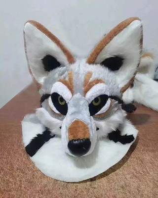 Fursuit Long Fur Husky Dog Fox Mascot Head Party Halloween Fur Cosplay (Head) C1