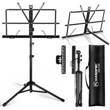 Music Stand, 2 in 1 Dual-Use Folding Sheet Music Stand  Desktop Book Stand,