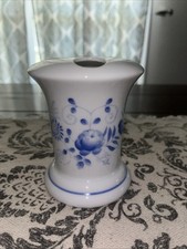 Blue White Roses Floral Toothbrush Holder Hand Painted Elegant Mann/Japan