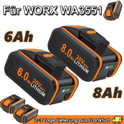 Für Worx 20V MAX 6000mAh 7Ah 8Ah Akku WA3551.1, WA3572, WA3553 WX176 Batterie