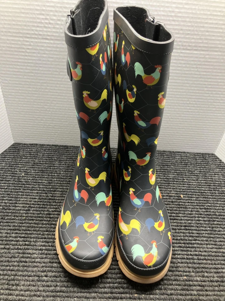 Botas Western Chief femininas tamanho 8 carvão frango xadrez galo chuva WSC 618 - Imagem 2 de 4