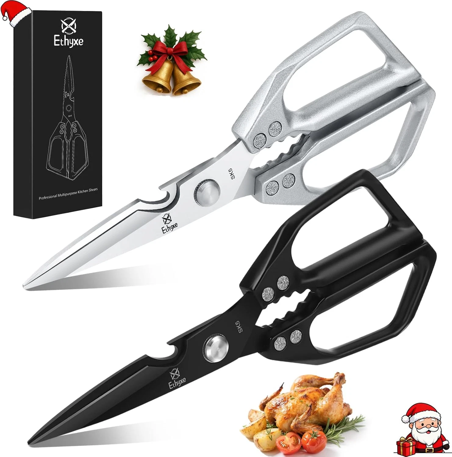 Kitchen Scissors Set - Heavy Duty Japanese Style, Dishwasher Safe, All Purpose M