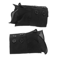 1 Pair Reusable Black Chiffon Detachable Wrist Cuffs Elegant Faux Sleeve Decor