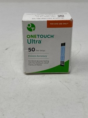 One Touch Ultra Blood Glucose Test Strips - 50 Count, Exp 10/26