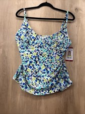 NWT Anne Cole Women's Adjustable Strap Tankini Swim Top Ditsy Floral XL size