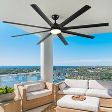 84" Large Black Ceiling Fan w/ Remote DC Motor Energy Efficient