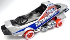 2018 HOT WHEELS HOVER & OUT SUPER CHROMES SILVER DIECAST 2 7/8" CAR W RED & BLUE