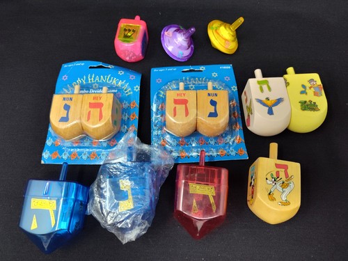 Vintage Various Dreidel Lot And Two Hanukah Musical Light-Up Spinning Dreidel
