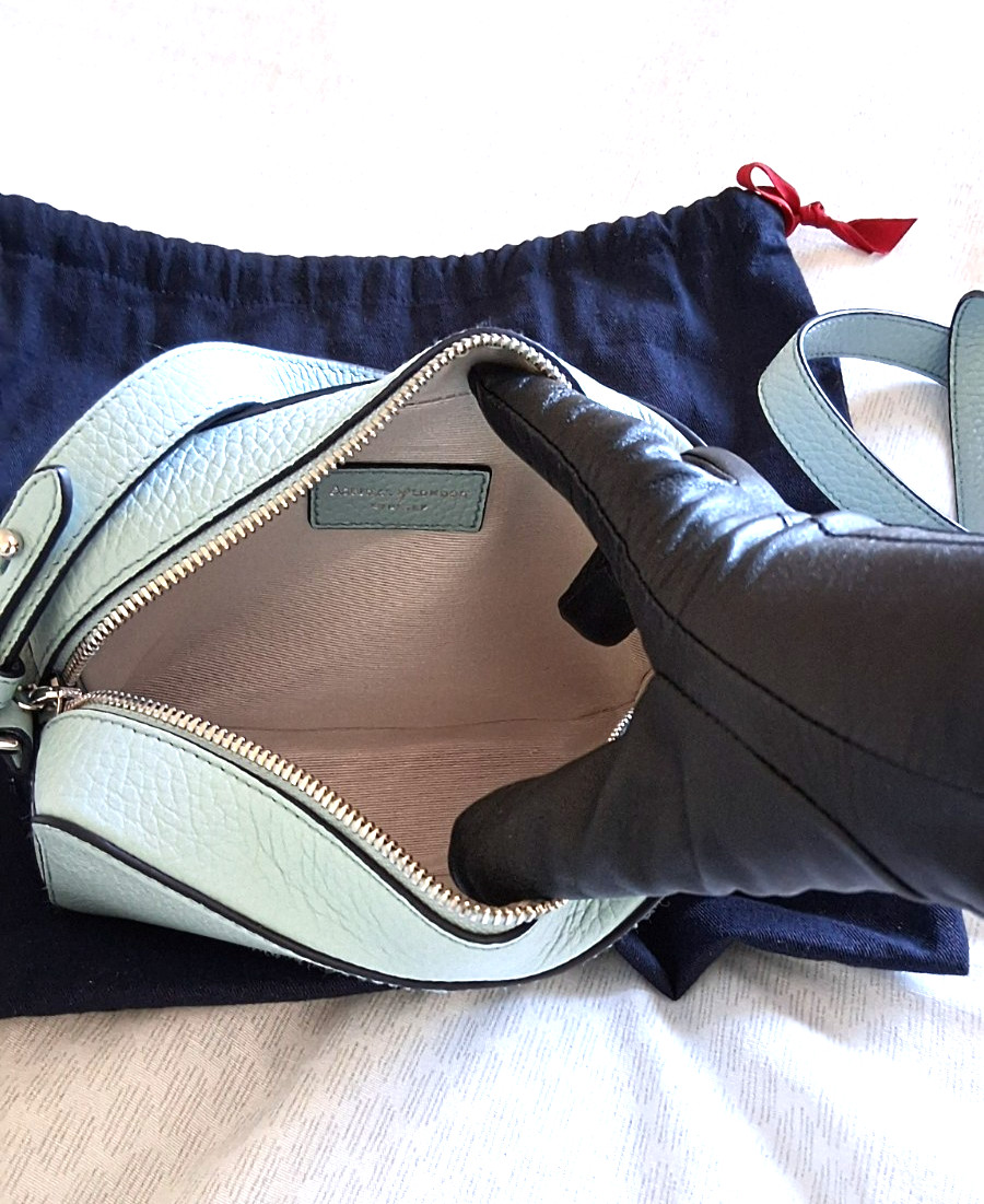 Aspinal of London Camera "A" Bag in Deep Pool Pebble leather plus Webbing Strap image 8