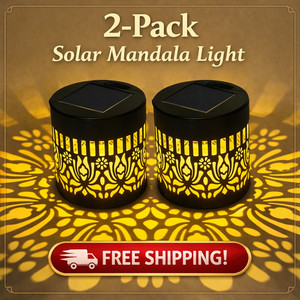 2-Pack Lumière murale solaire Mandala Garden LED Décor extérieur étanche 3,3"/8.4cm