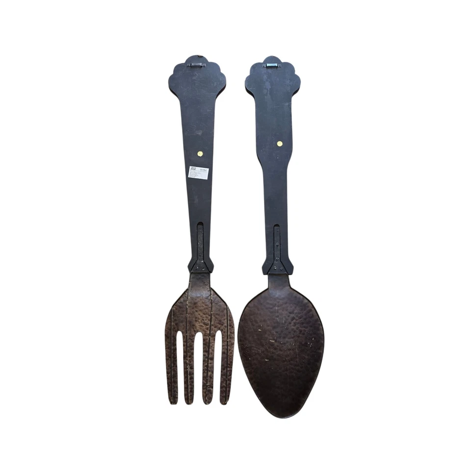 Juego de decoración de pared de tenedor y cuchara rústica de gran tamaño Foto 3 de 4