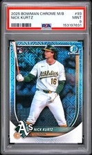 153197631 Nick Kurtz 2025 Bowman Chrome Mega Box #93 Mojo Refractor RC PSA 9