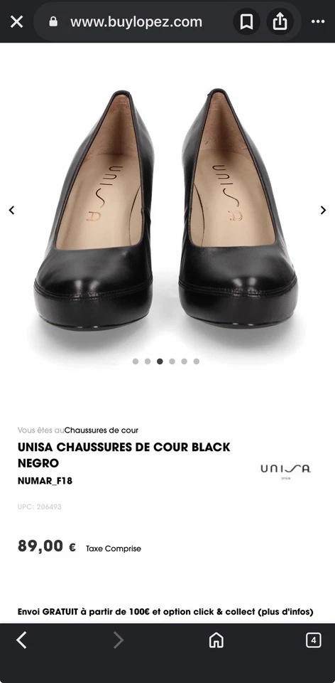 Unisa escarpins femme cuir noir bout rond pointure EU 39 modèle NUMAR_F18 - Photo 4/4