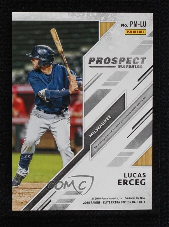 2018 Panini Elite Extra Edition Prospect Materials Blue /10 Lucas Erceg #PM-LU - Image 2 of 2