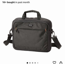 AmazonBasics 14 in Padded Laptop Shoulder/Messenger Bag, Black Polyester
