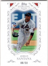 2009 TOPPS STERLING FRAMED WHITE 96 JOHAN SANTANA NY METS **SET BREAK!** 08/50