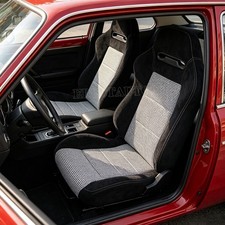 1 Pair Universal Racing Seats Bucket Seats W 2 Sliders Black White Sport Seats