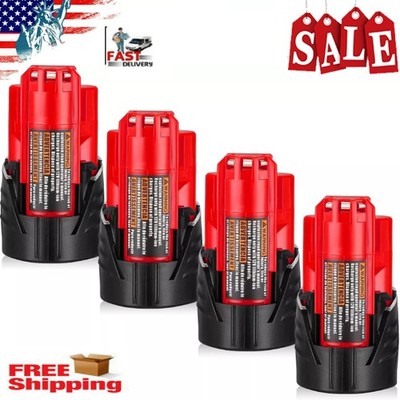 4-Pack 3.5Ah Battery For Milwaukee for M12 LITHIUM Extended Capacity 48-11-2420