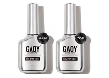 Glassy Gel Top Coat and Base Coat Set,No Wipe Foundation Combination for UV Ligh