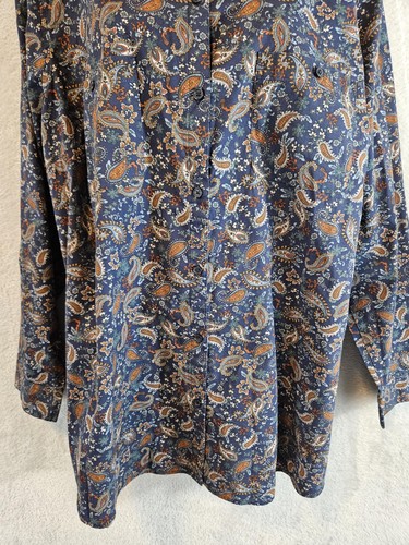 Croft & Barrow Shirt Womens 2X Blue Paisley Long Sleeve Button Down Floral Top - Picture 3 of 12