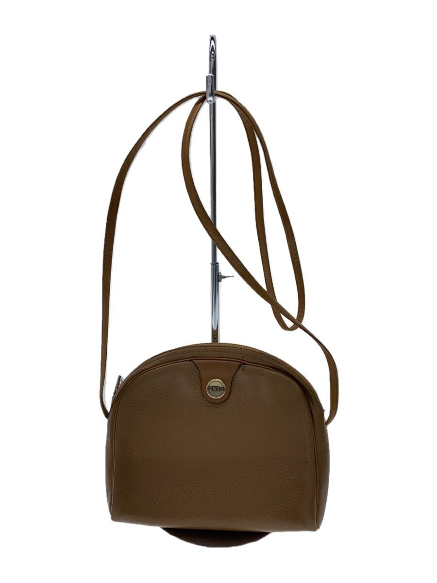 Christian Dior Brown Leather Shoulder Bag Elegant Solid Color Designer Purse