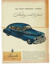 1946 Lincoln Zephyr Blue 4-door Art Vintage Print Ad 1946 Lincoln Zephyr Blue 4-door Art Vintage Print Ad
