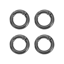 Spring O Rings, 4Pcs 0.8 Inch Metal Round Clips Keychain, Black