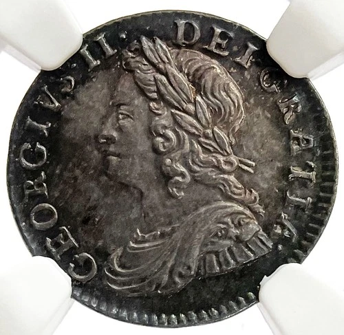 1760 SILVER GREAT BRITAIN 3 PENCE KING GEORGE II MAUNDY COIN NGC MINT STATE 63