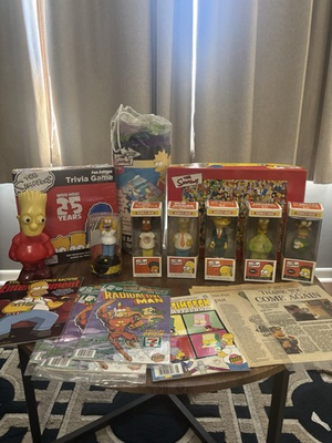 #ad The Simpson Lot Of Rare Collectibles Figures Puzzle Game Comics Candle And More $290.00