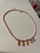 Vintage 90s Girls Youth Kids Beaded Necklace clasp heart charm dress up