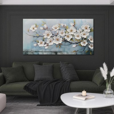 Cherry Blossom Flowers Textured Wall Art for Living Room 58''x29''