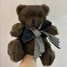 Dakin Brown Bear With Check Bow Hand Puppet Vintage Full Body EUC