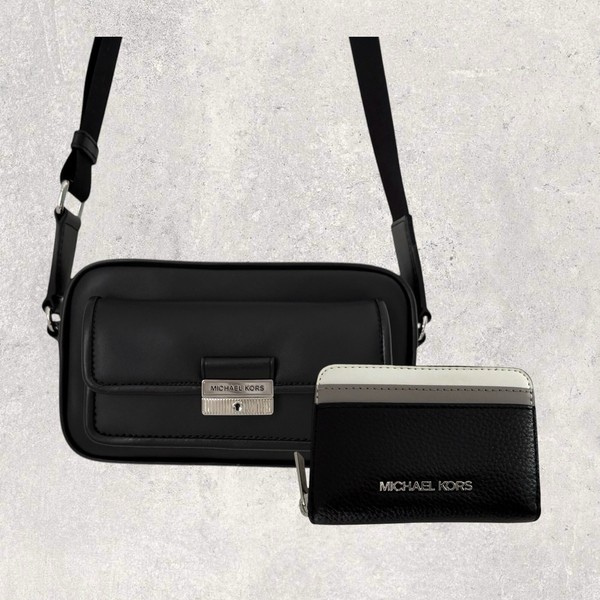 Michael Kors Tasche UmhäNgetasche Portmonee Jet Set Travel Bradshaw Schwarz Neu-image